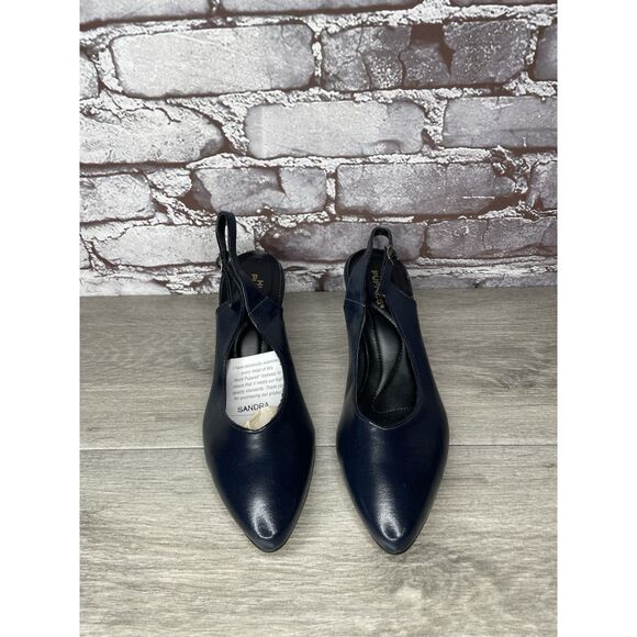 Hush Puppies Navy Blue Leather Pointed Toe Ankle Strap Heels Women 8.5M US/39EU - Picture 11 of 16